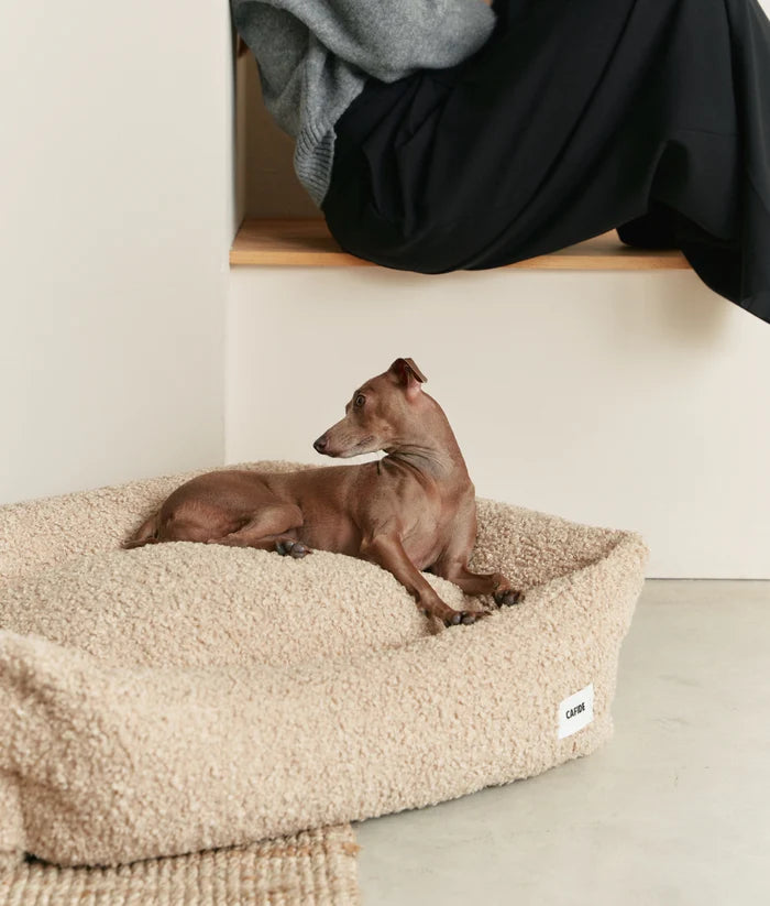 Beige Fleece Dog Bed - Snozy