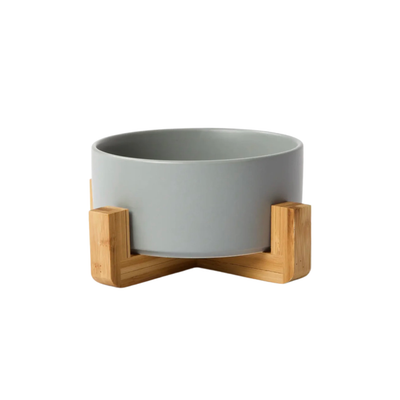Dog Bowl with Wooden Stand