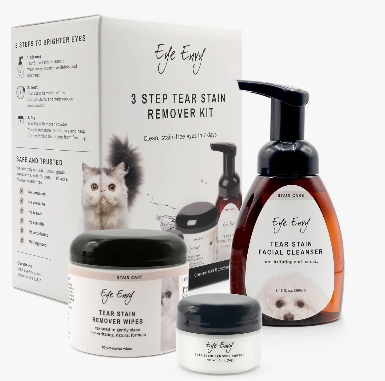 3-Step Tear Stain Remover Kit for Cats